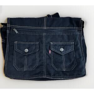 Levi’s Blue Denim Messenger Handbag Adjustable Shoulder Wide Strap Red Tab